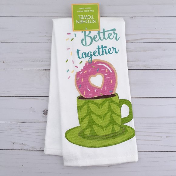Kitchen Towel Donut Coffee Better Together Dual Purpose - Picture 1 of 3